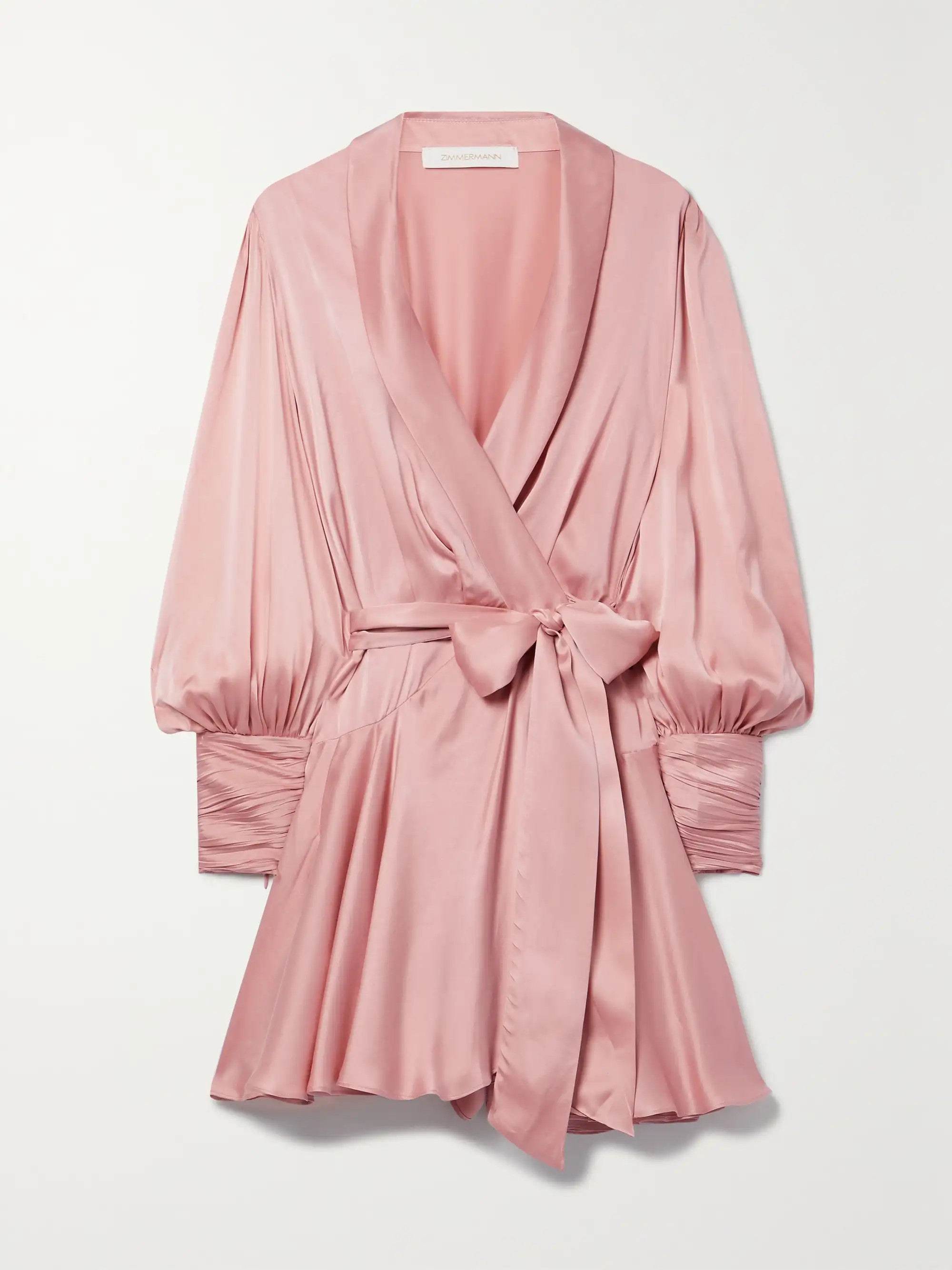 Ruffled silk-satin mini wrap dress | NET-A-PORTER (UK & EU)