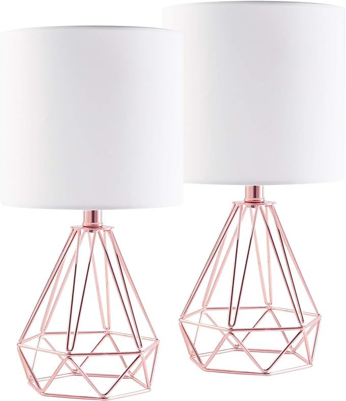 CO-Z Modern Table Lamps for Living Room Bedroom Set of 2, Rose Gold Desk Lamp with Hollowed Out B... | Amazon (US)