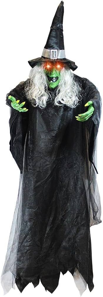 JOYIN Life Size 74" Hanging Animated Witch with LED Eyes and Spooky Sounds for Halloween Outdoor ... | Amazon (US)