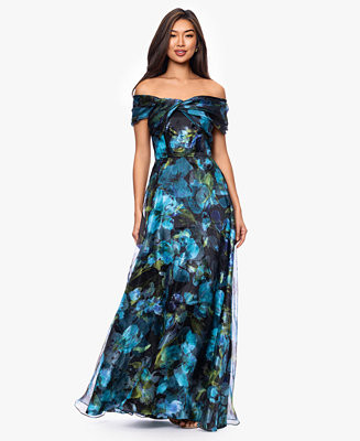 Women's Off-The-Shoulder Printed Ball Gown | Macy's