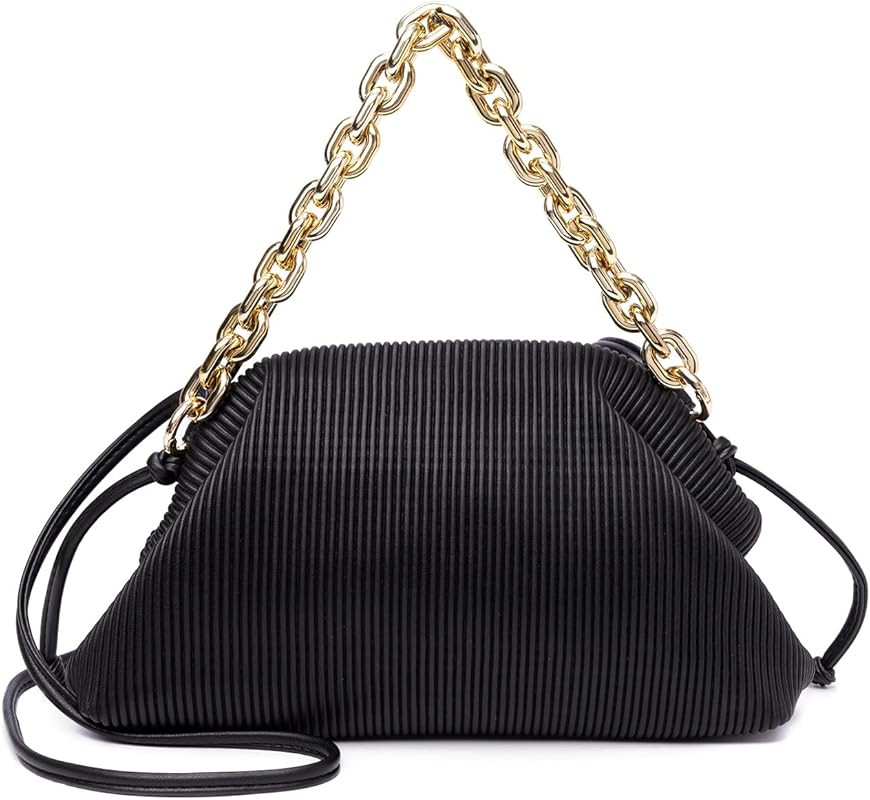 Shoulder Clutch Purse Handbag for Women Designer Small Dumpling Chain Pouch Bag Soft Ruched Crossbod | Amazon (US)