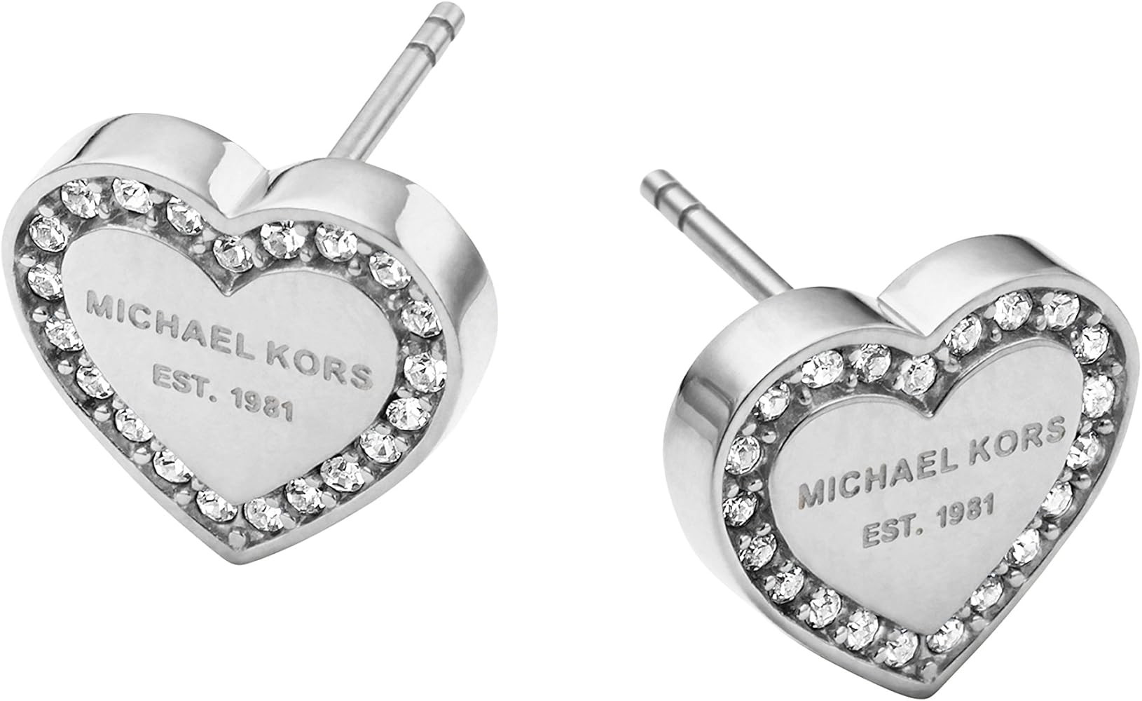 Michael Kors Women's Stainless Steel Heart Shaped Stud Earrings With Crystal Accents | Amazon (US)