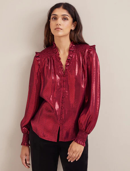 Stella Silk Blend Shirt - Burgundy | Cefinn