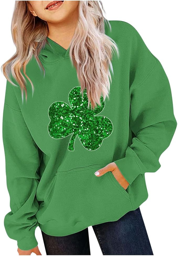 LRMQS Girls Boys St Patricks Day Shirt Kids Sweatshirts Shamrock Long Sleeve Hoodies Saint Outfit... | Amazon (US)