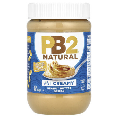 PB2 Foods, Natural Peanut Butter Spread, Creamy, 16 oz (454 g) | iHerb