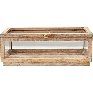 Creative Co-Op Mango Wood & Glass Display Lid Storage Box, Natural | Amazon (US)
