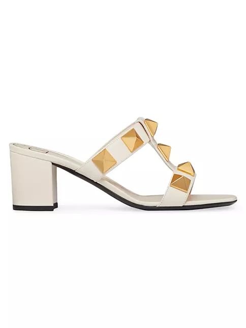 Roman Stud Calfskin Slide Sandals 60mm | Saks Fifth Avenue