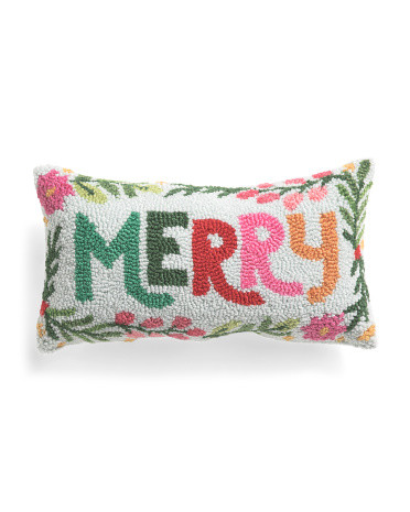 9x16 Merry And Border Foliage Hook Pillow | TJ Maxx