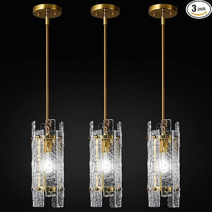Modern Crystal Pendant Lighting Gold Pendant Lights Mini Glass Chandeliers, Adjustable Pendant Li... | Amazon (US)