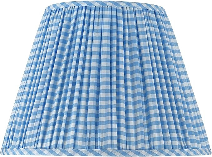 Springcrest Gingham Blue Plaid Pleated Cotton Cottage Core Empire Shade (9x16x11) - Springcrest | Amazon (US)