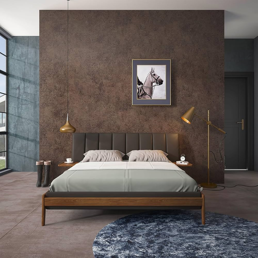 TOTIO Stained Dark Brown Concrete Contact Paper Vintage Metallic Industrial Style Wallpaper Peel ... | Amazon (US)