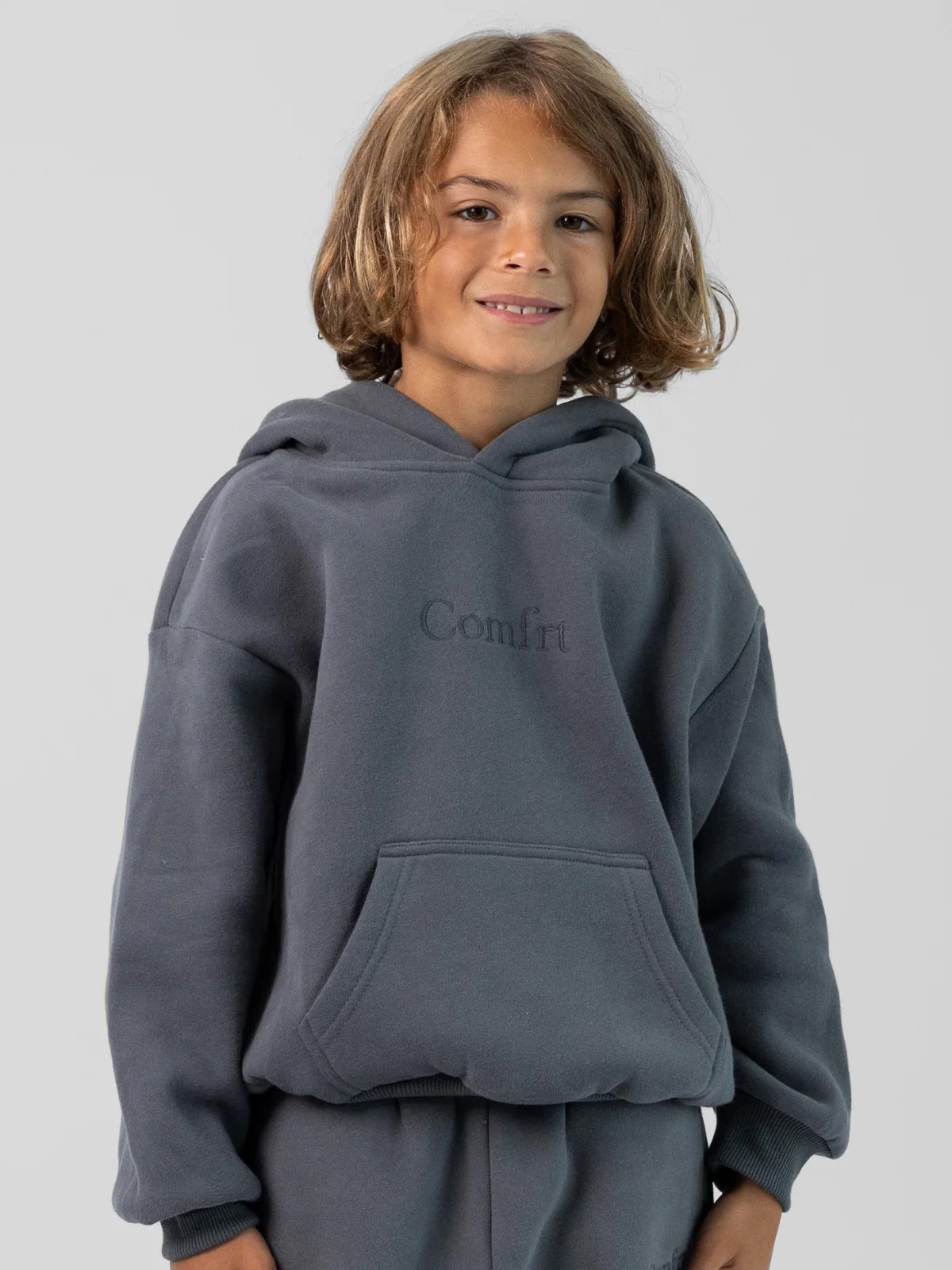 Comfrt Signature Kids Hoodie | Steel Grey | Oversized | XS | Comfrt