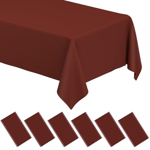 WNINK 6 Pack Maroon Tablecloths Burgundy Disposable Table Covers 54" x 108" Table Cloths for BBQ Birthday Picnic Bridal Shower Engagement Wedding Plastic Table Cloths for Parties | Amazon (US)