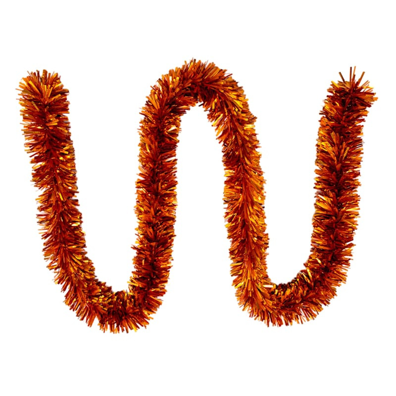 Orange Tinsel Garland, 12' | At Home