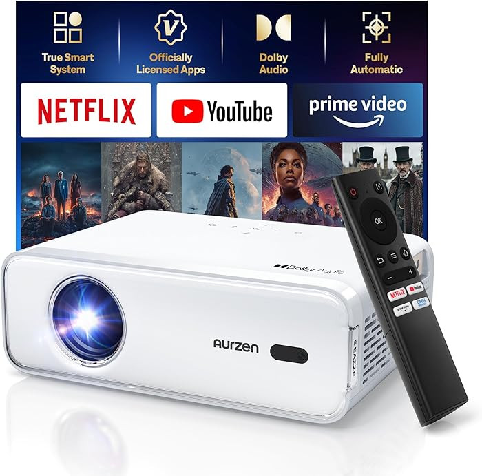 Aurzen EAZZE D1 Smart Projector with WiFi and Bluetooth, Netflix-Officially-Licensed, Auto Focus ... | Amazon (US)