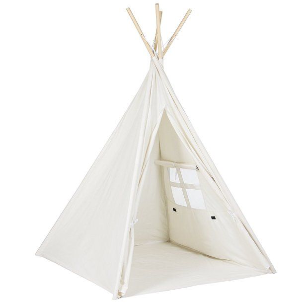 Indoor Indian Playhouse Toy Teepee Play Tent for Kids Toddlers Canvas with Lights, White by e-joy... | Walmart (US)