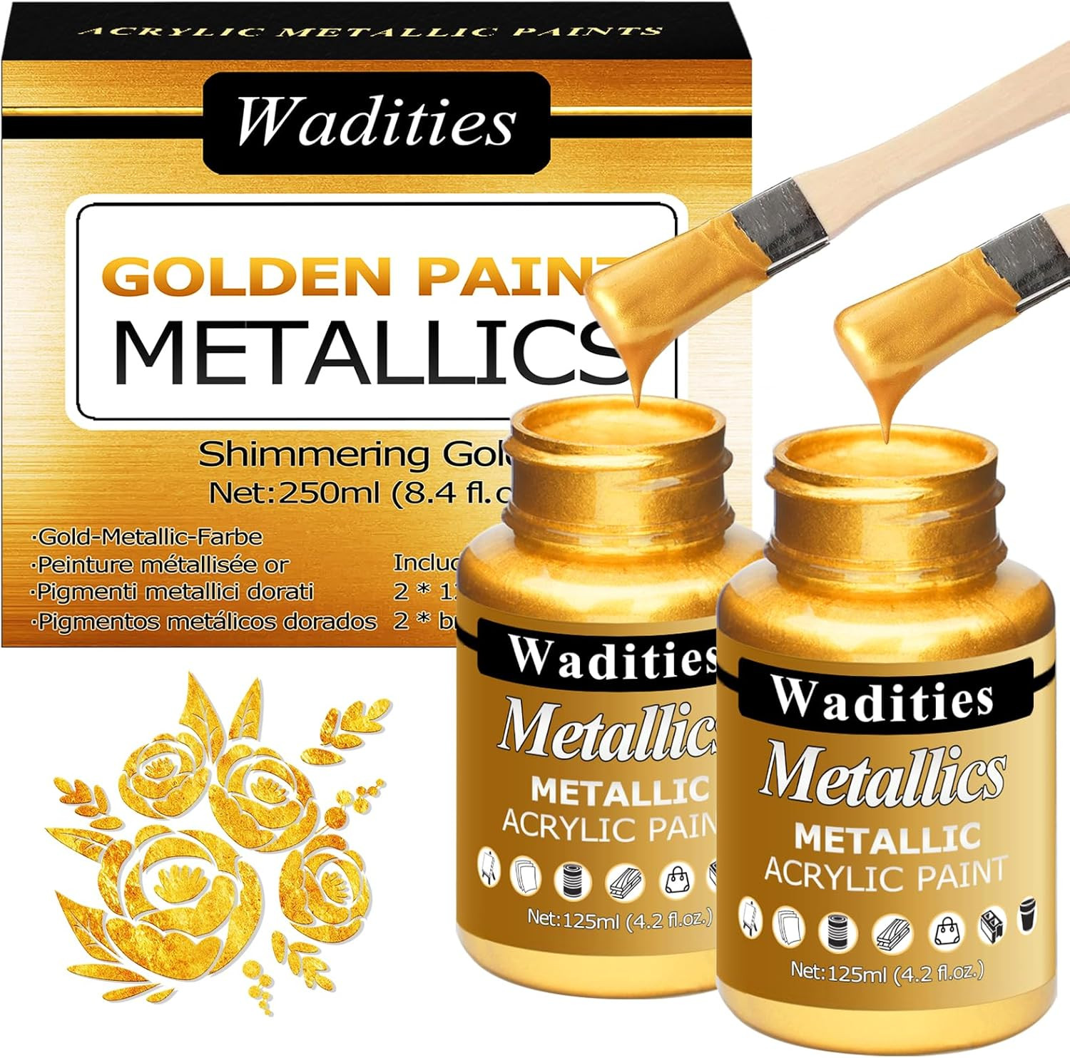 Acrylic Paint Metallic Gold, 250ml Gold Leaf Paint for Art Painting, Ideal for Canvas, Wood, Clay... | Amazon (US)