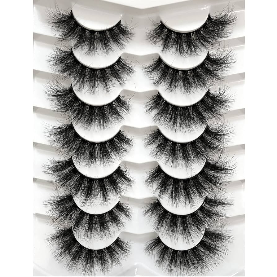 Pooplunch False Eyelashes Faux Mink Lashes Cat-Eye Look 18MM Wispy Long 8D Volume Fake Eyelash St... | Amazon (US)