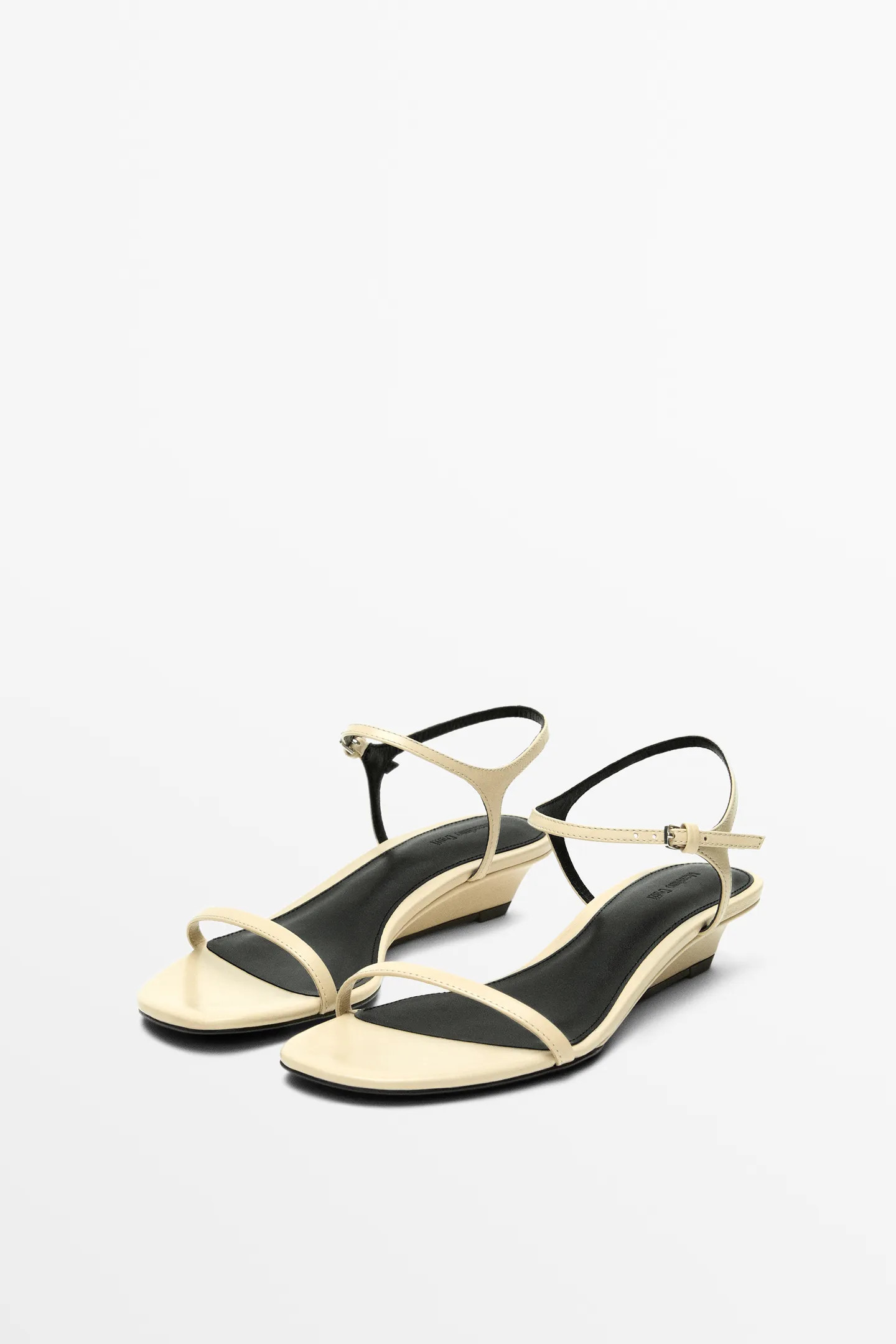 STRAPPY LEATHER MID-WEDGE SANDALS | Massimo Dutti UK