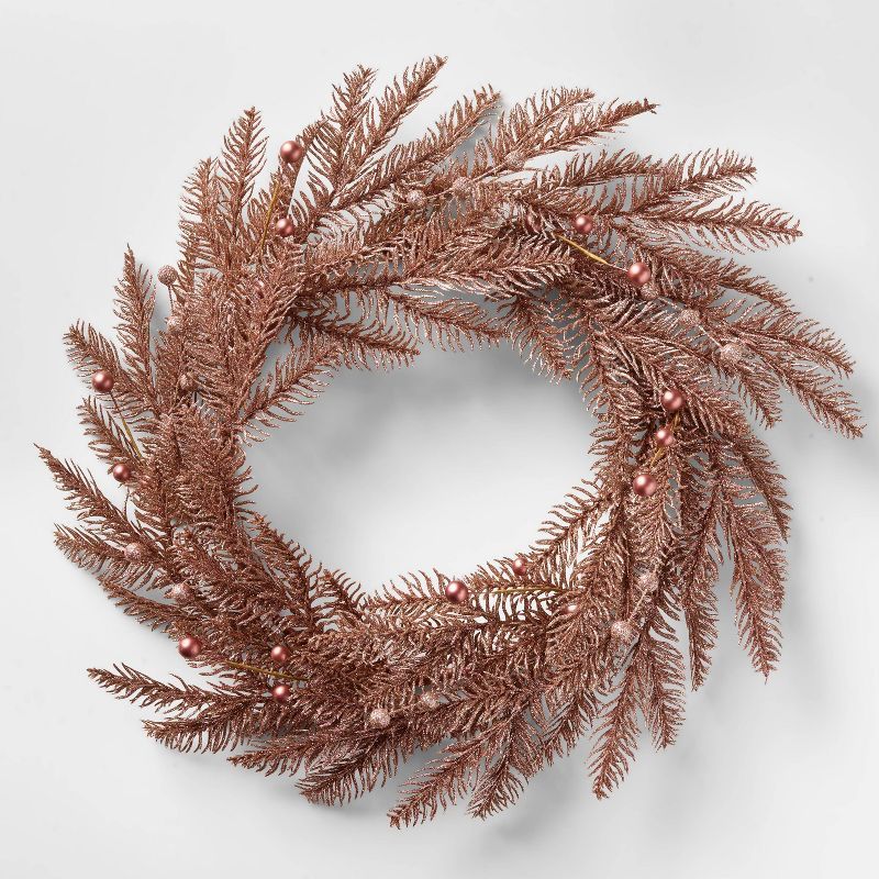 22in Unlit Blush with Metallic Berries Artificial Christmas Wreath - Wondershop™ | Target