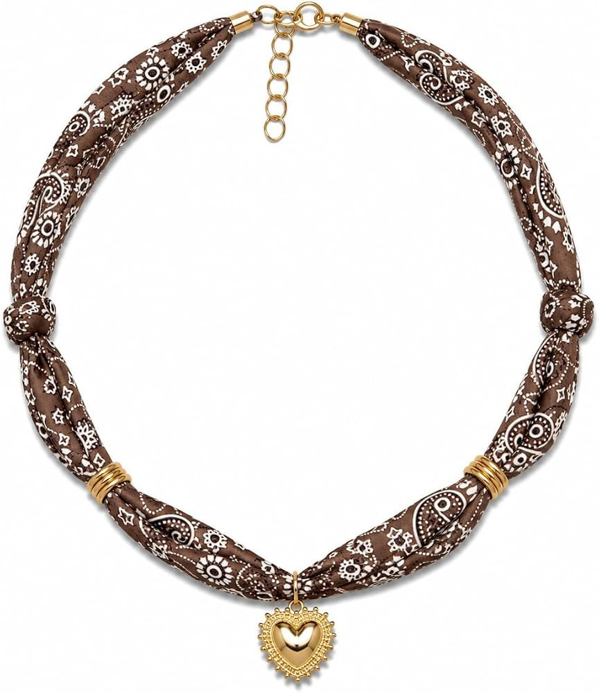 Glowave Scarf Necklace for Women, Bandana Necklaces with Heart Charm | Amazon (US)