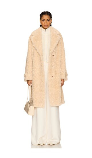 Adina Faux Fur Coat in Beige | Revolve Clothing (Global)