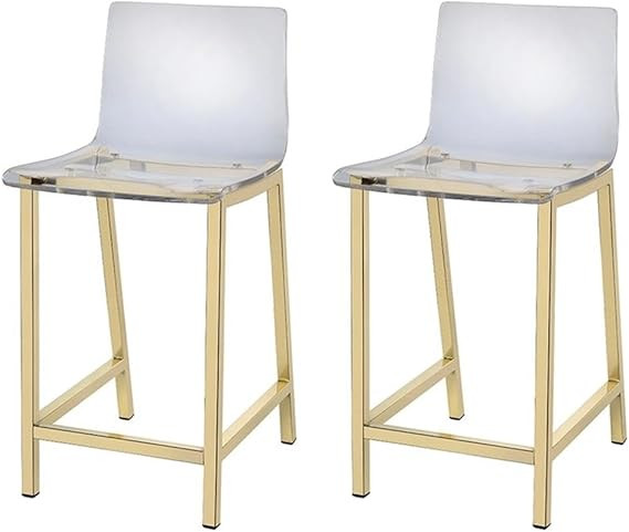 Pemberly Row Counter Stool Chair Set of 2 in Gold | with Square Seat, Footrest, Backrest | Indoor... | Amazon (US)