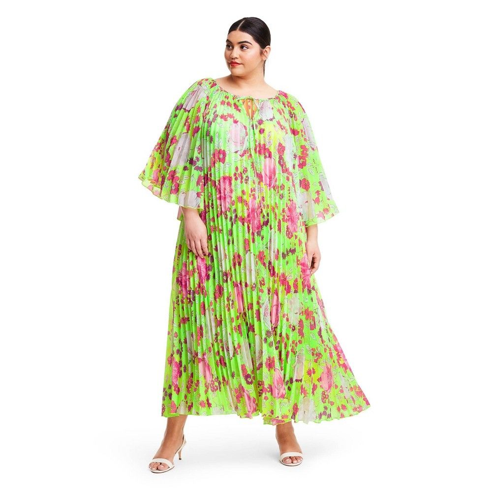 Plus Size Floral Pleated Dress - Christopher John Rogers for Target Green 2X | Target