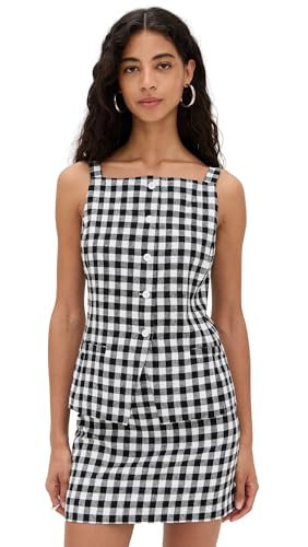 WAYF Women's Gracie Gingham Vest, Black Gingham, L | Amazon (US)