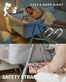 Bassinet Bedside Sleeper, Baby Crib for Newborn, Baby Bassinets Bedside Sleeper with 4 Auto-Lock ... | Amazon (US)