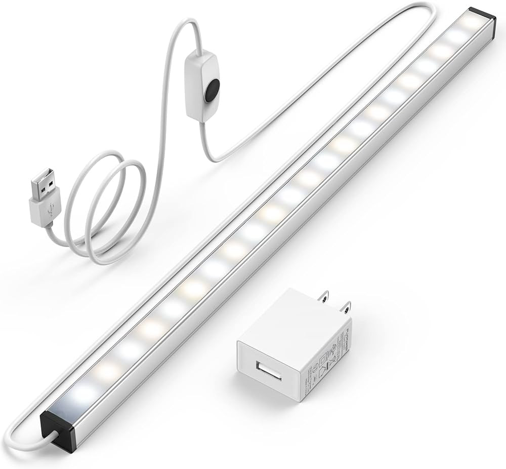 ASOKO Under Cabinet Led Lighting, 12 Inch Light Strip Bar, Daylight White 5000K Dimmable Plug in ... | Amazon (US)