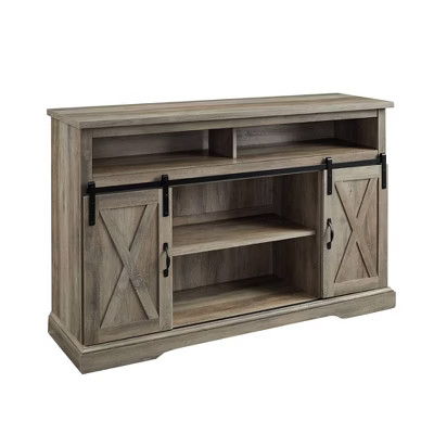 Farmhouse Sliding Barndoor Highboy TV Stand for TVs up to 58" - Saracina Home | Target