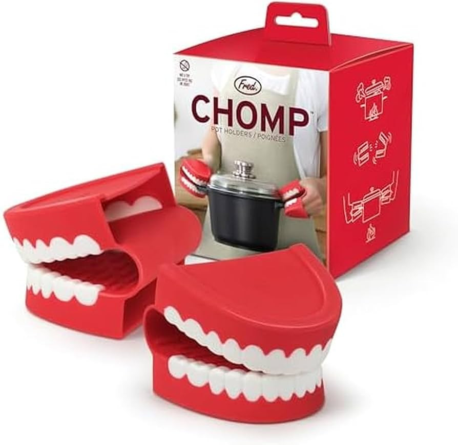 Genuine Fred Chomp Pot Holders, Oven Mitts, Set of 2, Chattering Teeth Inspired, Heat Resistant S... | Amazon (US)