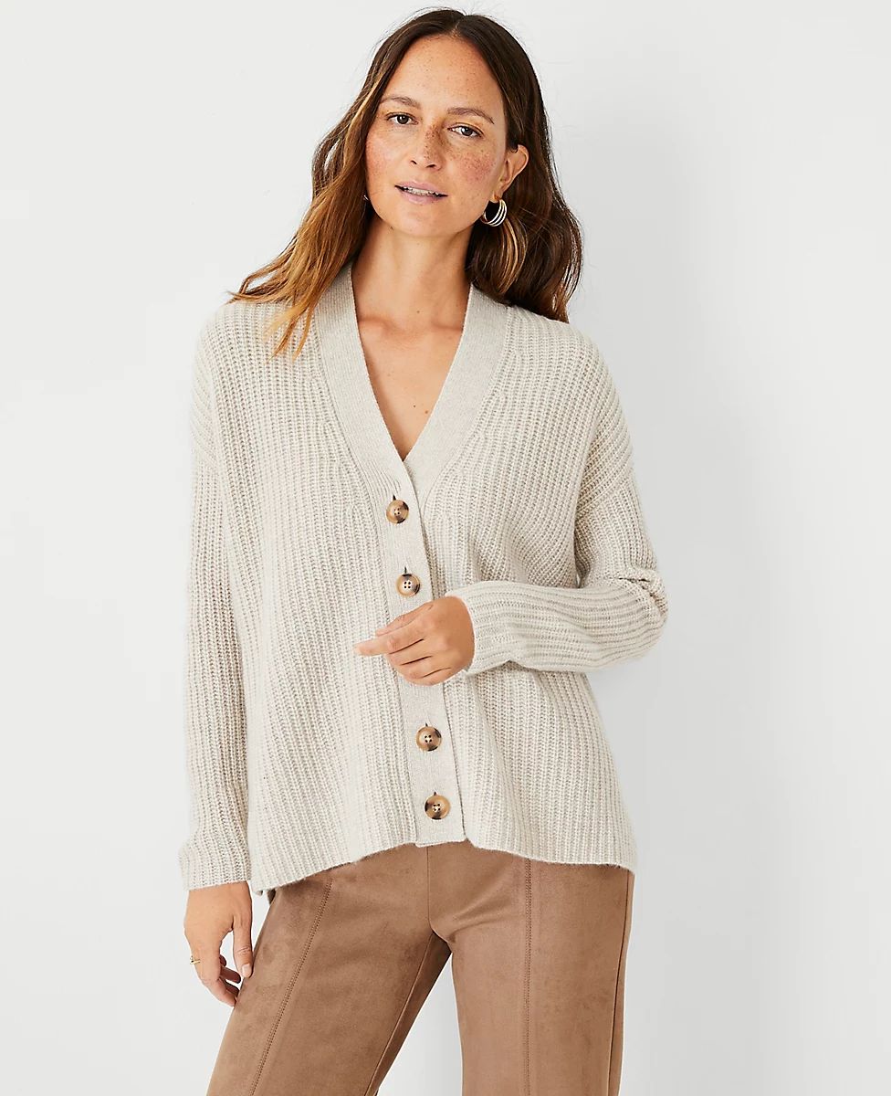 Ribbed Cashmere Cardigan | Ann Taylor (US)