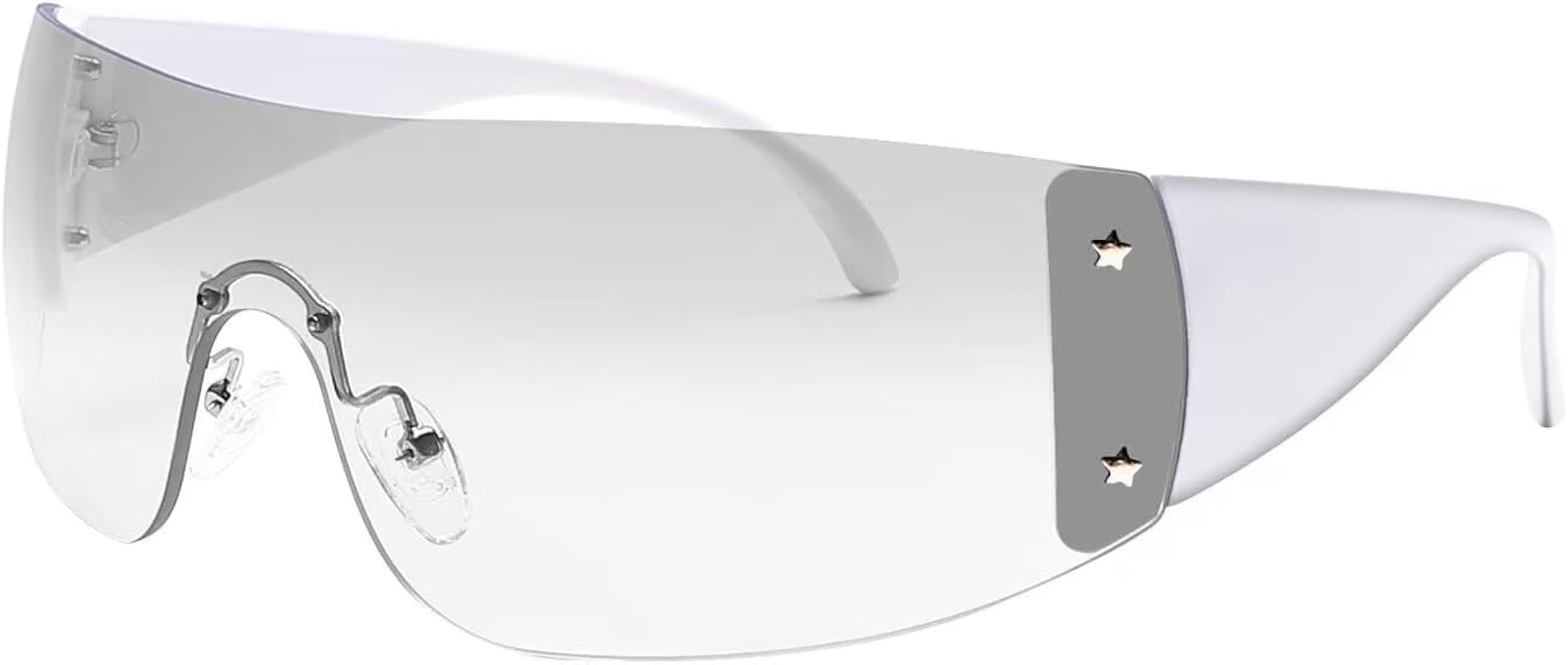 Y2K Sunglasses For Women Men Fashion Shield Rimless Wrap Around Sunglass Gradient Lens Y2K Trendy... | Amazon (US)