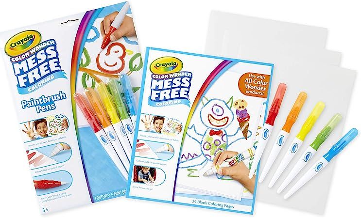 Crayola Color Wonder Mess Free Paintbrush Pens & Paper, Painting for Kids, Gift Orange,Green,Red | Amazon (US)
