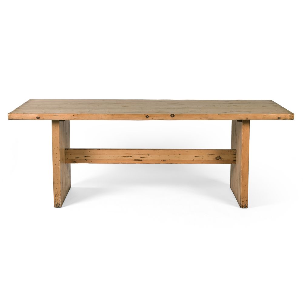 Terry Rustic Lodge Brown Reclaimed Pine Wood Rectangular Dining Table - 84""W | Kathy Kuo Home