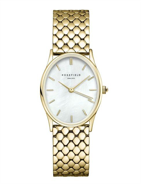 Rosefield the Oval White Mop Steel Gold Watch | David Jones | David Jones (Australia & New Zealand)