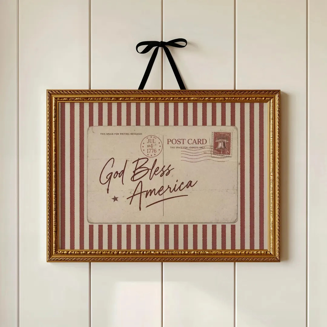 God Bless America Printable, Vintage USA Postcard Wall Art, Patriotic July 4th Decor, Americana A... | Etsy (Global)