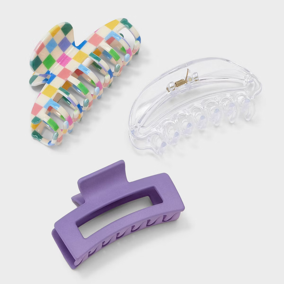 Girls' 3pk Checkerboard Claw Clip Set - art class™ | Target