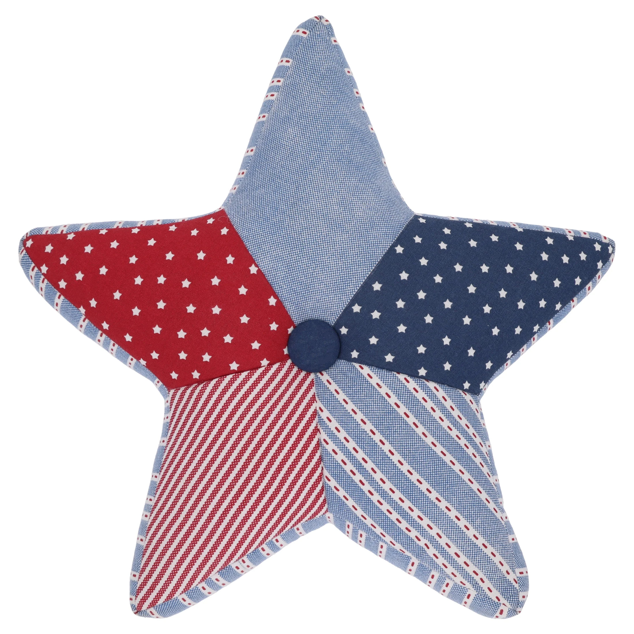 Star Patch Decorative Pillow, Red/White/Blue, 15" x 15", Patriotic by Way To Celebrate | Walmart (US)