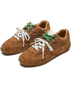 Sneakers for Women Fashion Shoes Suede Leather Camel Casual Work School Prom Campus Cute Gym Spor... | Amazon (US)