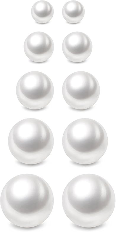 Charisma Pearl Earrings Surgical Steel Pearl Stud Earrings Set for Women Girls Faux Pearl Earring... | Amazon (US)