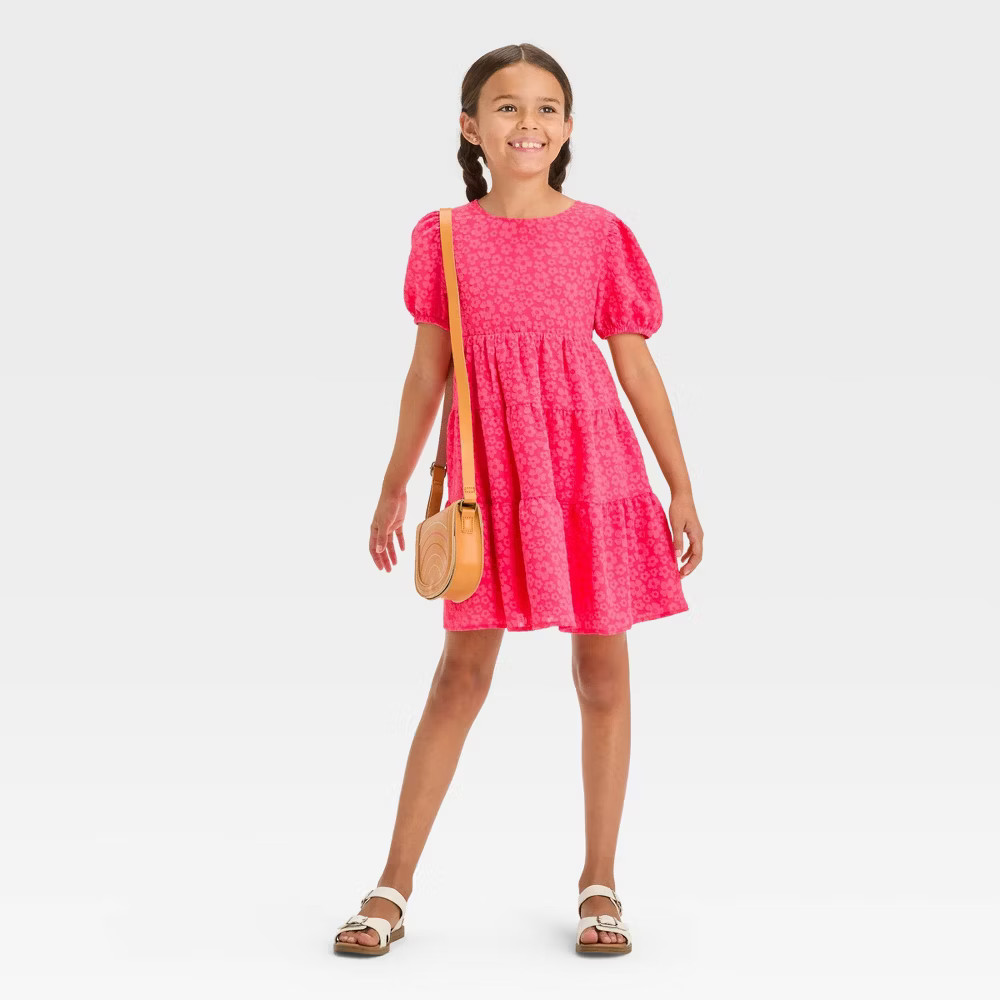 Girls' Short Sleeve Open Back Organza Dress - Cat & Jack™ | Target