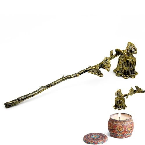 AimtoHome Candle Snuffer, Candlesnuffers Wick Snuffer Candle Extinguisher Accessory for Putting Out Extinguish Candle Wicks Flame Safely, Ginkgo Leaf Design Retro Gold | Amazon (US)