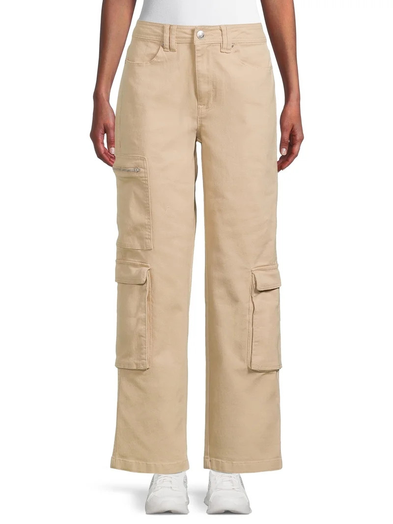 Madden NYC Juniors High Rise Cargo Pants, 29" Inseam, Sizes 1-21 | Walmart (US)