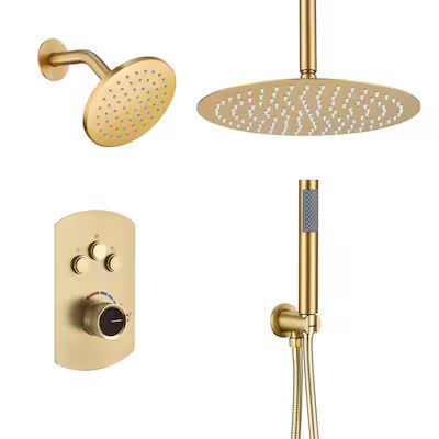 Mondawe Brushed Gold Dual Head Built-In Shower System with 3-way Diverter | Lowe's
