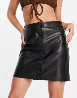 NA-KD faux leather mini skirt in black | ASOS (Global)