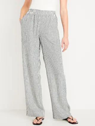 High-Waisted Linen-Blend Wide-Leg Pants | Old Navy (US)
