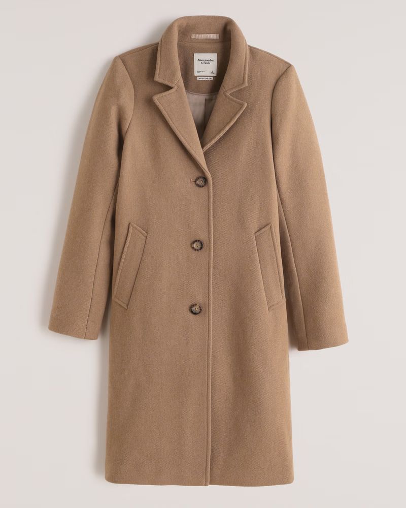 Abercrombie & Fitch Women's Wool-Blend Dad Coat in Light Brown - Size XXS PET | Abercrombie & Fitch (US)